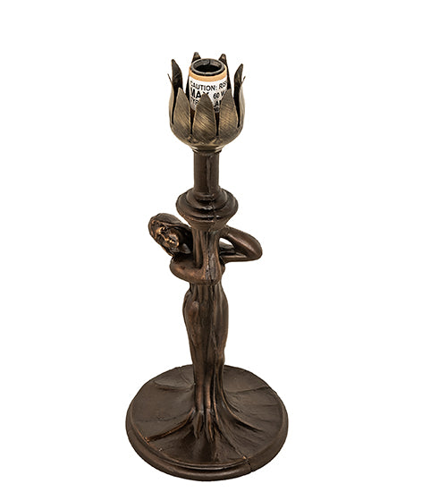 Meyda Lighting Stained Glass Pond Lily 259398 15" Mahogany Bronze Nouveau Lady Accent Table Lamp With Red Art Shade Glass