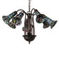 Meyda Lighting Stained Glass Pond Lily 26" 7-Light Mahogany Bronze Chandelier With Multi-Colored Shade Glass