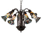 Meyda Lighting Stained Glass Pond Lily 26" 7-Light Mahogany Bronze Chandelier With Multi-Colored Shade Glass