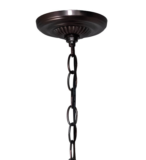 Meyda Lighting Stained Glass Pond Lily 26" 7-Light Mahogany Bronze Chandelier With Multi-Colored Shade Glass