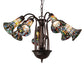 Meyda Lighting Stained Glass Pond Lily 26" 7-Light Mahogany Bronze Chandelier With Multi-Colored Shade Glass