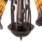Meyda Lighting Stained Glass Pond Lily 26" 7-Light Mahogany Bronze Chandelier With Orange & Violet Shade Glass