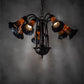 Meyda Lighting Stained Glass Pond Lily 26" 7-Light Mahogany Bronze Chandelier With Orange & Violet Shade Glass