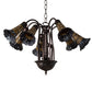 Meyda Lighting Stained Glass Pond Lily 26" 7-Light Mahogany Bronze Chandelier With Orange & Violet Shade Glass