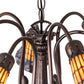 Meyda Lighting Stained Glass Pond Lily 26" 7-Light Mahogany Bronze Chandelier With Orange & Violet Shade Glass