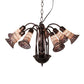 Meyda Lighting Stained Glass Pond Lily 26" 7-Light Mahogany Bronze Chandelier With Pink & White Shade Glass