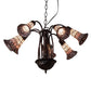 Meyda Lighting Stained Glass Pond Lily 26" 7-Light Mahogany Bronze Chandelier With Pink & White Shade Glass