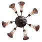 Meyda Lighting Stained Glass Pond Lily 26" 7-Light Mahogany Bronze Chandelier With Pink & White Shade Glass