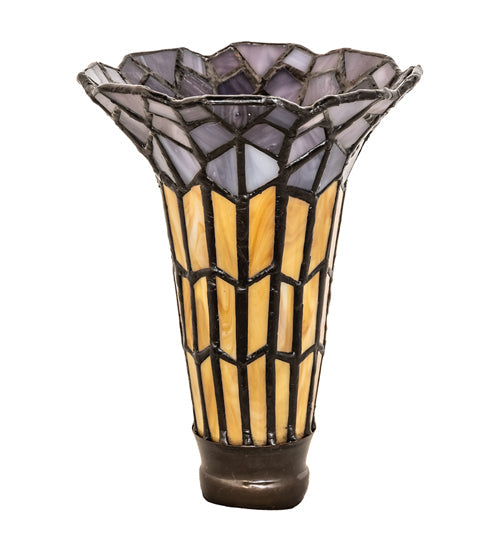 Meyda Lighting Stained Glass Pond Lily 4" Honey Wispy & Purple Shade Glass
