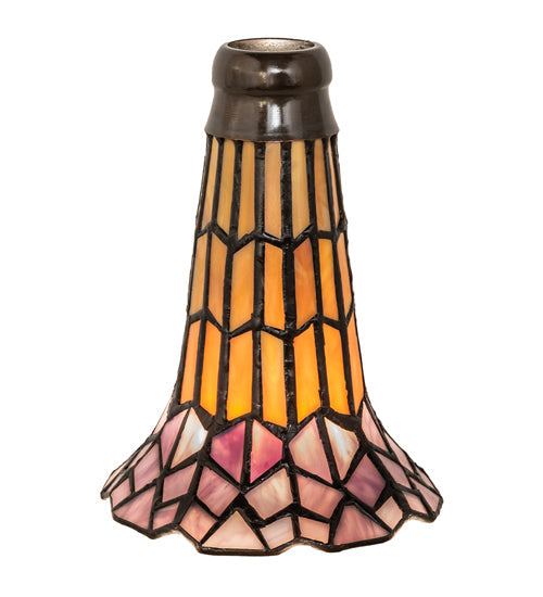 Meyda Lighting Stained Glass Pond Lily 4" Honey Wispy & Purple Shade Glass