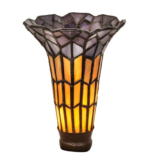 Meyda Lighting Stained Glass Pond Lily 4" Honey Wispy & Purple Shade Glass