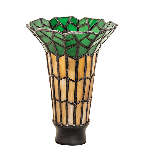 Meyda Lighting Stained Glass Pond Lily 4" Yellow & Green Shade Glass