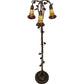 Meyda Lighting Stained Glass Pond Lily 58" 3-Light Mahogany Bronze Floor Lamp With Red & Honey Shade Glass