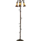 Meyda Lighting Stained Glass Pond Lily 58" 3-Light Mahogany Bronze Floor Lamp With Red & Honey Shade Glass