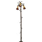 Meyda Lighting Stained Glass Pond Lily 58" 3-Light Mahogany Bronze Floor Lamp With Red & Honey Shade Glass