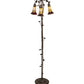 Meyda Lighting Stained Glass Pond Lily 58" 3-Light Mahogany Bronze Floor Lamp With Red & Honey Shade Glass