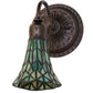 Meyda Lighting Stained Glass Pond Lily 6" Mahogany Bronze Wall Sconce With Green Shade Glass