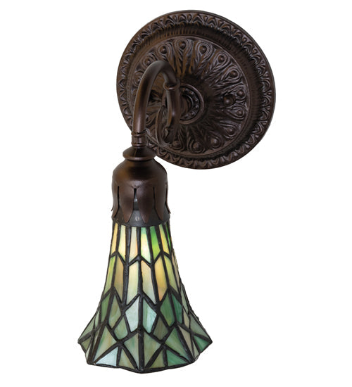 Meyda Lighting Stained Glass Pond Lily 6" Mahogany Bronze Wall Sconce With Green Shade Glass