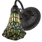 Meyda Lighting Stained Glass Pond Lily 6" Mahogany Bronze Wall Sconce With Green Shade Glass