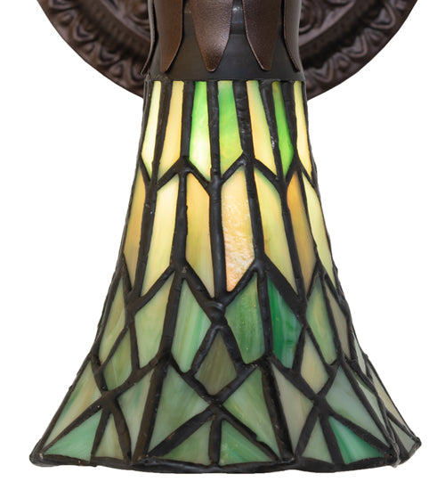 Meyda Lighting Stained Glass Pond Lily 6" Mahogany Bronze Wall Sconce With Green Shade Glass