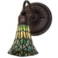 Meyda Lighting Stained Glass Pond Lily 6" Mahogany Bronze Wall Sconce With Green Shade Glass