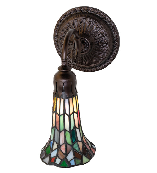 Meyda Lighting Stained Glass Pond Lily 6" Mahogany Bronze Wall Sconce With Multi-Colored Shade Glass