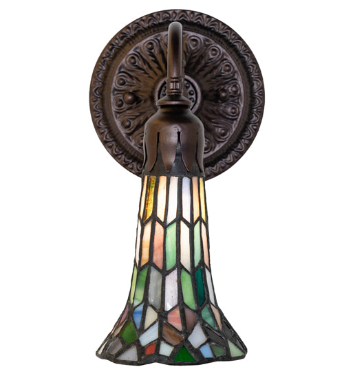 Meyda Lighting Stained Glass Pond Lily 6" Mahogany Bronze Wall Sconce With Multi-Colored Shade Glass