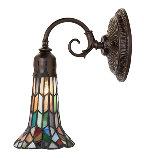 Meyda Lighting Stained Glass Pond Lily 6" Mahogany Bronze Wall Sconce With Multi-Colored Shade Glass