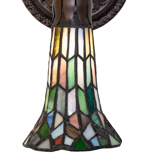 Meyda Lighting Stained Glass Pond Lily 6" Mahogany Bronze Wall Sconce With Multi-Colored Shade Glass