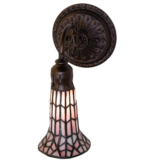 Meyda Lighting Stained Glass Pond Lily 6" Mahogany Bronze Wall Sconce With Pink Shade Glass