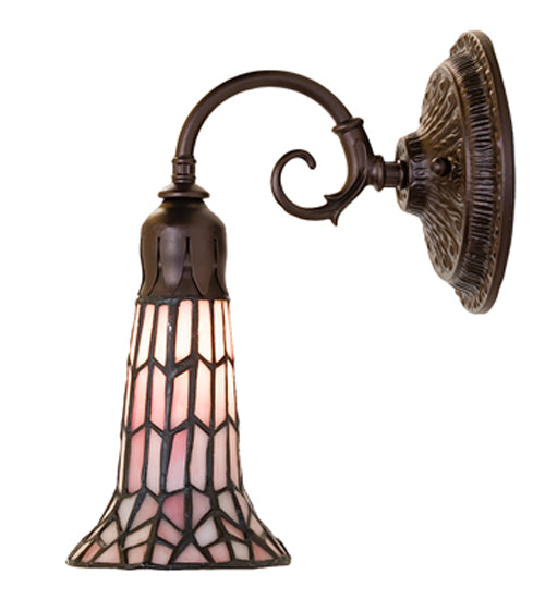 Meyda Lighting Stained Glass Pond Lily 6" Mahogany Bronze Wall Sconce With Pink Shade Glass