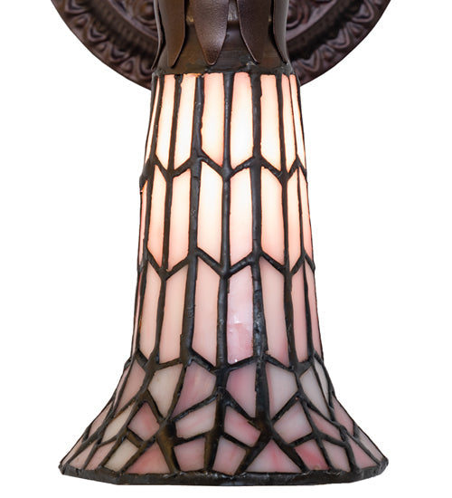 Meyda Lighting Stained Glass Pond Lily 6" Mahogany Bronze Wall Sconce With Pink Shade Glass