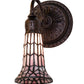 Meyda Lighting Stained Glass Pond Lily 6" Mahogany Bronze Wall Sconce With Pink Shade Glass