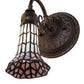 Meyda Lighting Stained Glass Pond Lily 6" Mahogany Bronze Wall Sconce With Pink & White Shade Glass