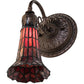 Meyda Lighting Stained Glass Pond Lily 6" Mahogany Bronze Wall Sconce With Red Shade Glass