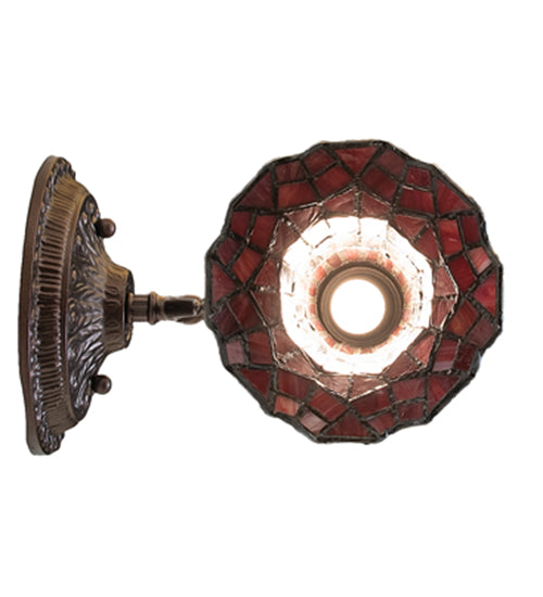 Meyda Lighting Stained Glass Pond Lily 6" Mahogany Bronze Wall Sconce With Red Shade Glass