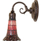 Meyda Lighting Stained Glass Pond Lily 6" Mahogany Bronze Wall Sconce With Red Shade Glass