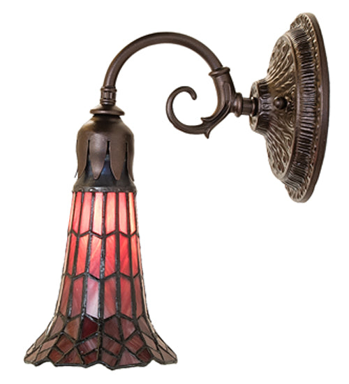 Meyda Lighting Stained Glass Pond Lily 6" Mahogany Bronze Wall Sconce With Red Shade Glass