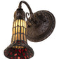 Meyda Lighting Stained Glass Pond Lily 6" Mahogany Bronze Wall Sconce With Red & Yellow Shade Glass