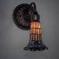 Meyda Lighting Stained Glass Pond Lily 6" Mahogany Bronze Wall Sconce With Violet & Yellow Shade Glass