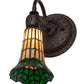 Meyda Lighting Stained Glass Pond Lily 6" Oil Rubbed Bronze Wall Sconce With Amber & Green Shade Glass