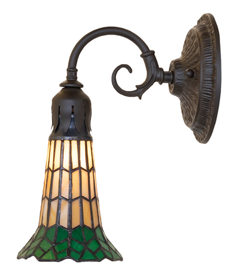 Meyda Lighting Stained Glass Pond Lily 6" Oil Rubbed Bronze Wall Sconce With Amber & Green Shade Glass