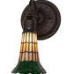 Meyda Lighting Stained Glass Pond Lily 6" Oil Rubbed Bronze Wall Sconce With Amber & Green Shade Glass