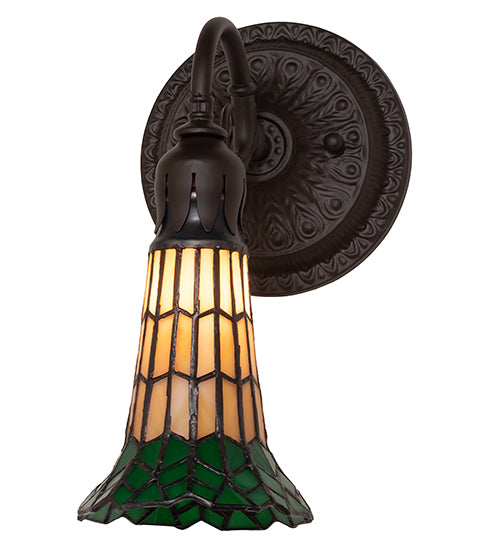 Meyda Lighting Stained Glass Pond Lily 6" Oil Rubbed Bronze Wall Sconce With Amber & Green Shade Glass