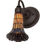 Meyda Lighting Stained Glass Pond Lily 6" Oil Rubbed Bronze Wall Sconce With Amber & Violet Shade Glass