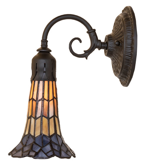 Meyda Lighting Stained Glass Pond Lily 6" Oil Rubbed Bronze Wall Sconce With Amber & Violet Shade Glass