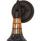 Meyda Lighting Stained Glass Pond Lily 6" Oil Rubbed Bronze Wall Sconce With Amber & Violet Shade Glass