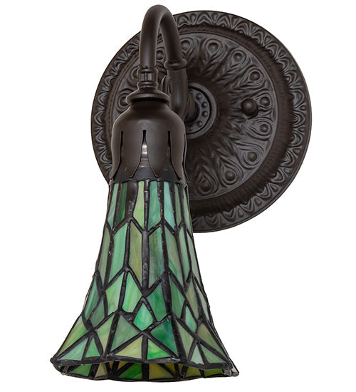 Meyda Lighting Stained Glass Pond Lily 6" Oil Rubbed Bronze Wall Sconce With Green Shade Glass