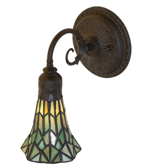 Meyda Lighting Stained Glass Pond Lily 6" Oil Rubbed Bronze Wall Sconce With Green Shade Glass