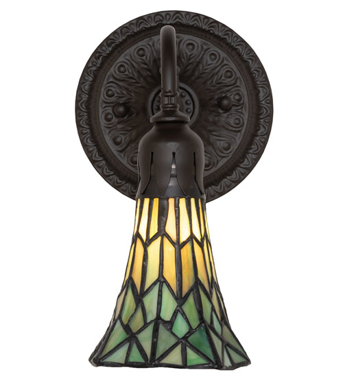 Meyda Lighting Stained Glass Pond Lily 6" Oil Rubbed Bronze Wall Sconce With Green Shade Glass